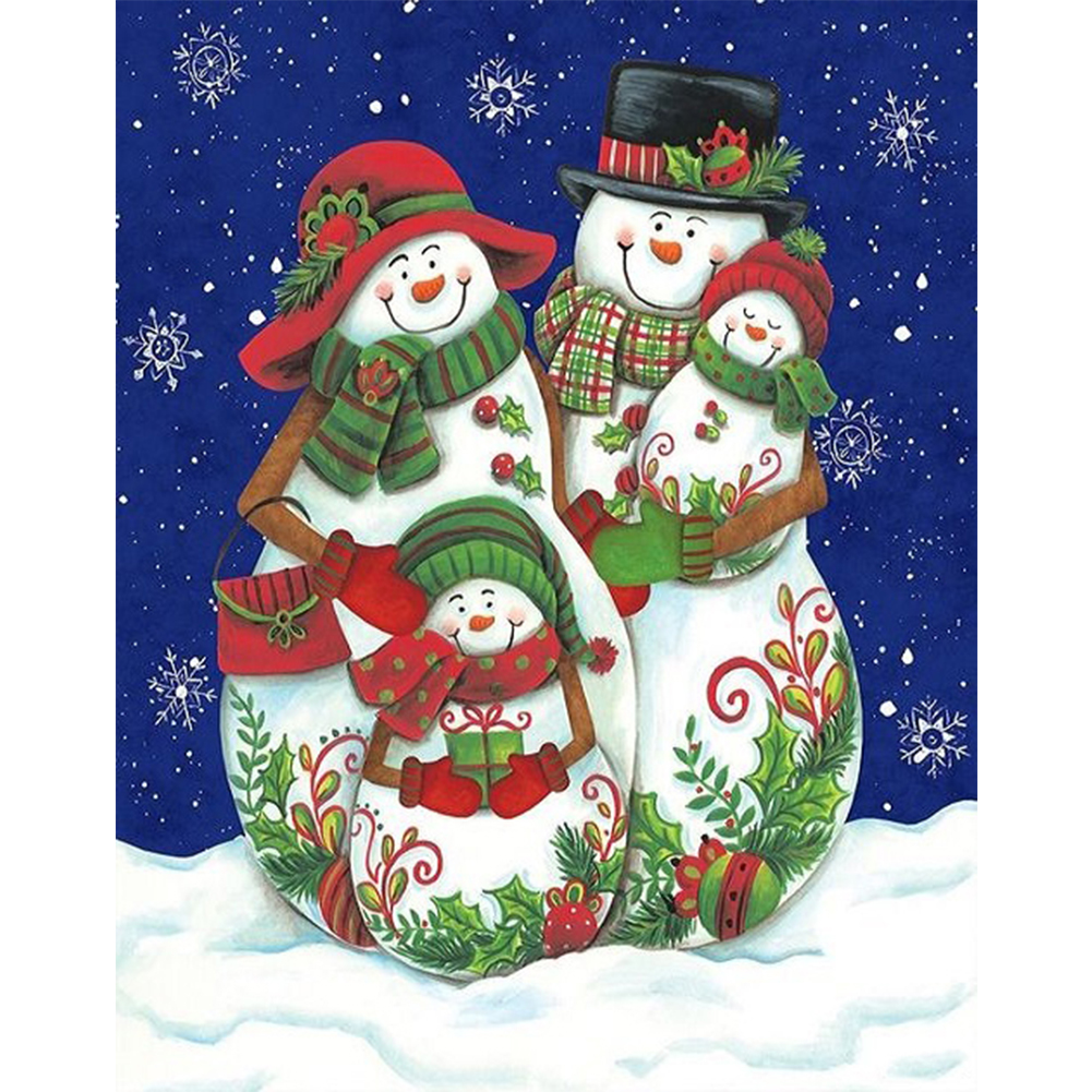 

35*45CM - Round Drill Diamond Painting - Snowman, 501 Original
