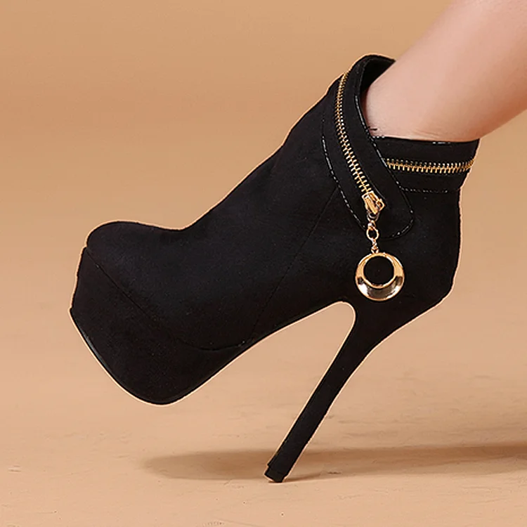 Black Suede Platform Stiletto Heel Boots Vdcoo