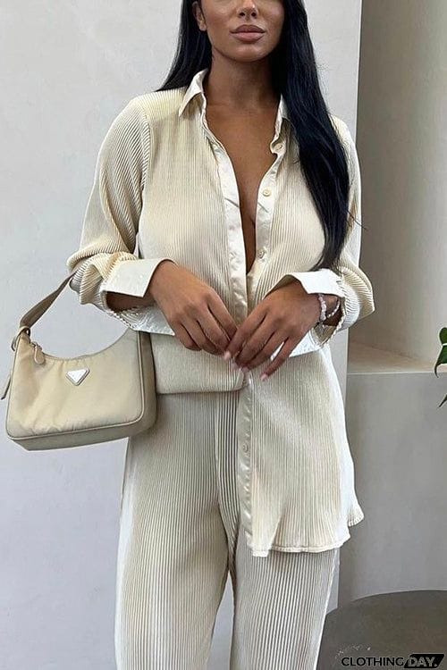 Pleated Oversized Shirt and Trouser Set