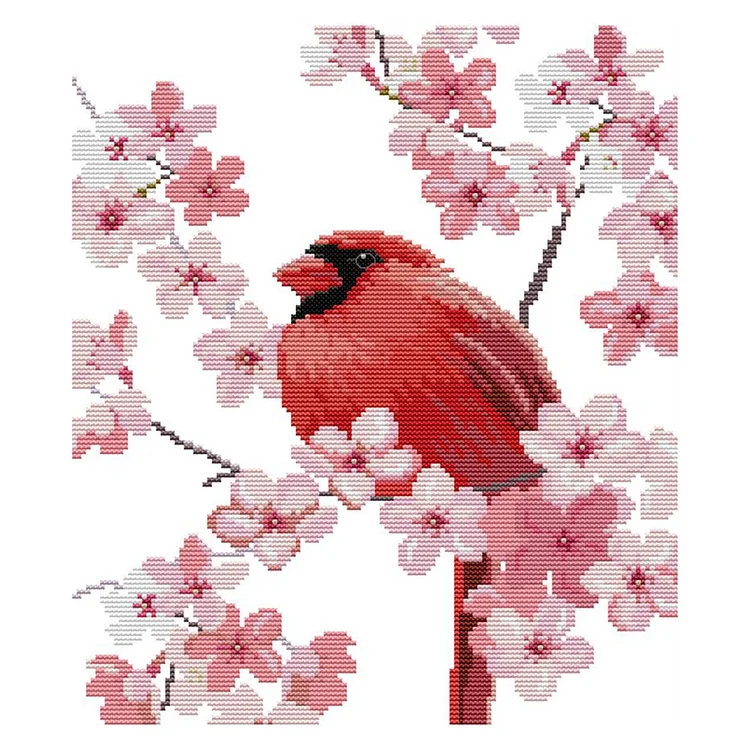Pink Bird - 14CT Joy Sunday Stamped Cross Stitch(31*35cm)