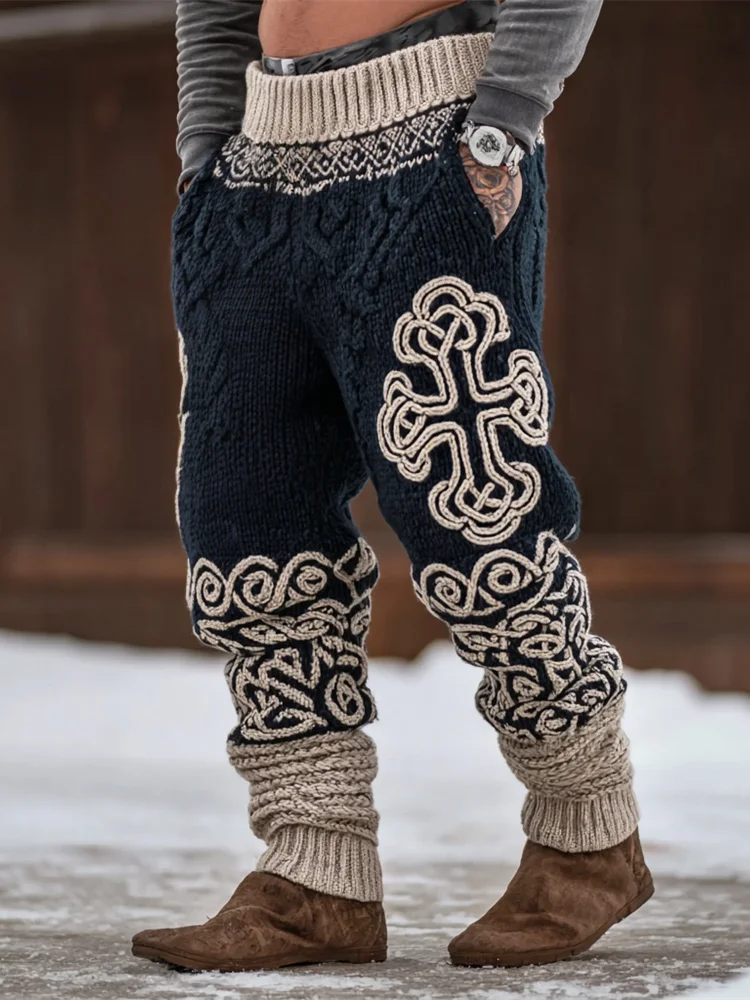 Cross Celtic Knot Art Men's Knit Pants