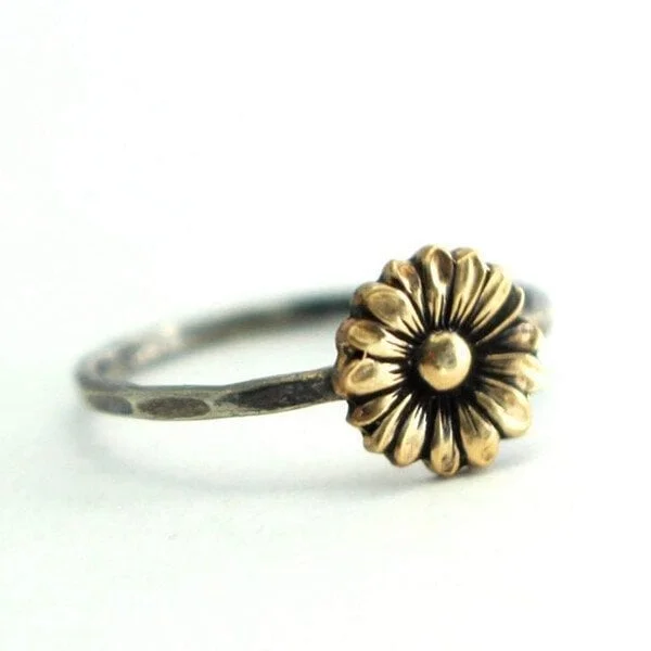 925 Gold Sunflower Ring