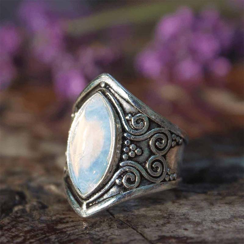 Olivenorma Crystal Healing Ring Made of Moonstone for Protection