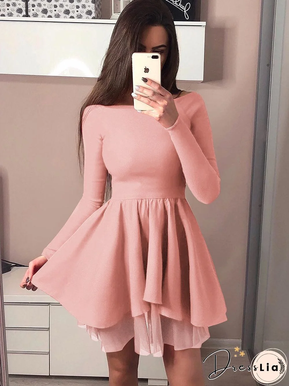 Long Sleeves Bodycon Ruffle Off Shoulder Mini Dress