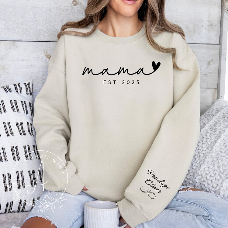 Custom Mama Sweatshirt With Kids Names On Sleeve,Mother's Day Gift,Gift For Her