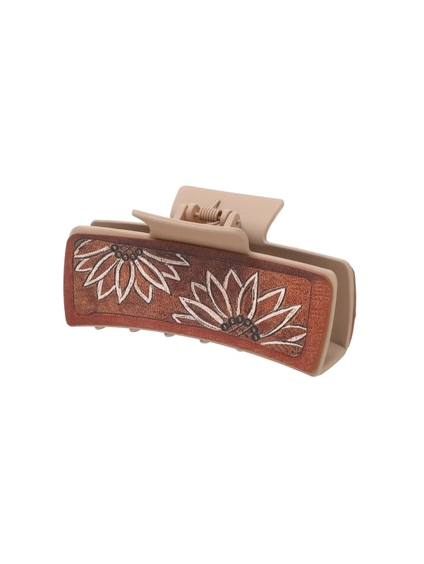 Women’s Vintage Style Minimalist Sunflower Pu Leather Hair Claws