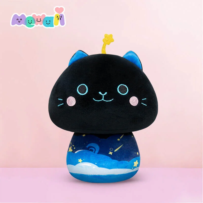 MeWaii® Famille Champignon Chaton Étoile Bleu Kawaii Oreiller en peluche Jouet à écraser