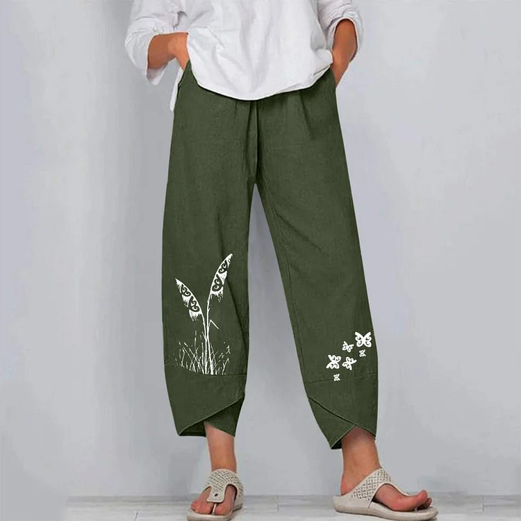 Solid color plus size women's simple loose casual ninth pants socialshop