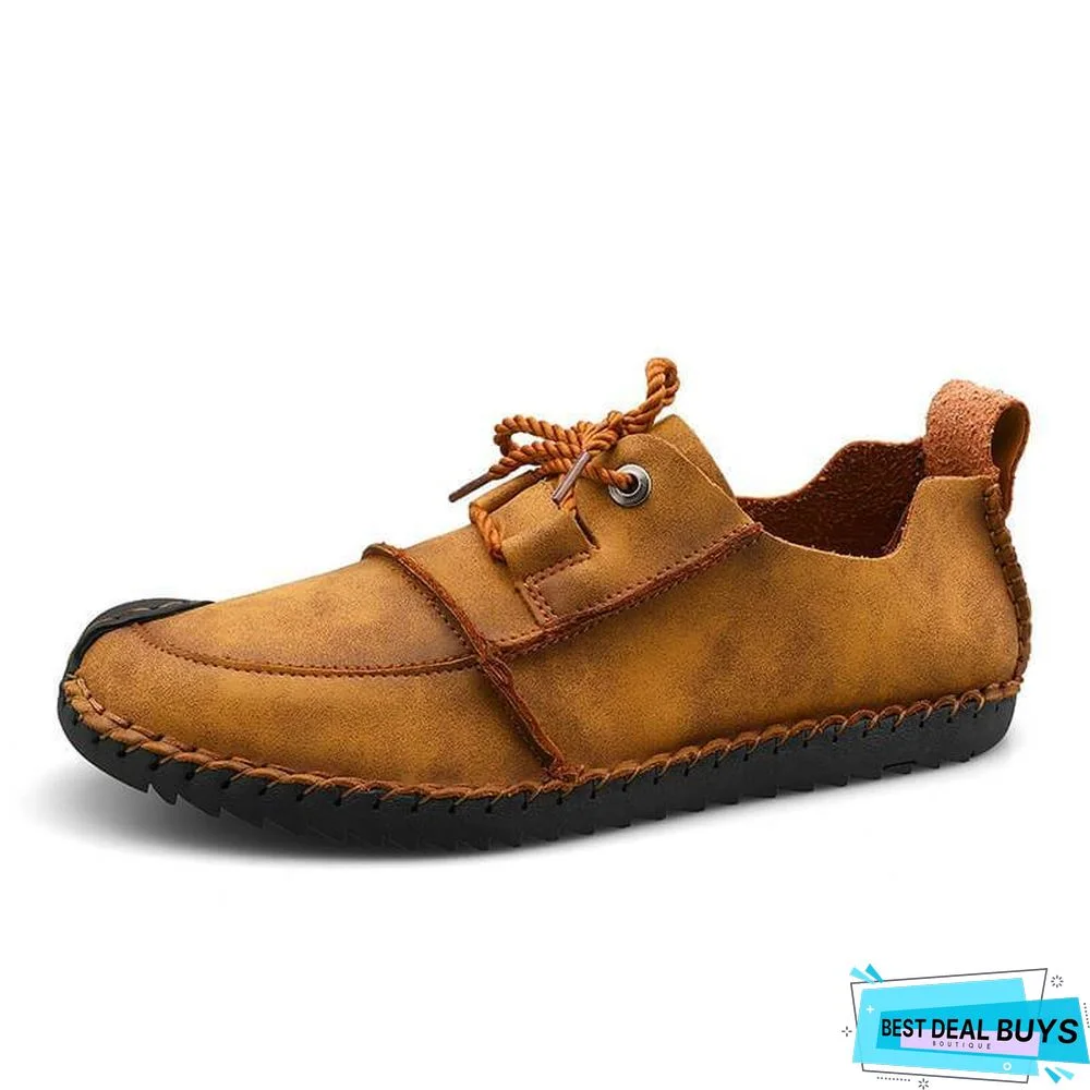 Men's Fashion Business Spliced Laced Casual Leather Shoes