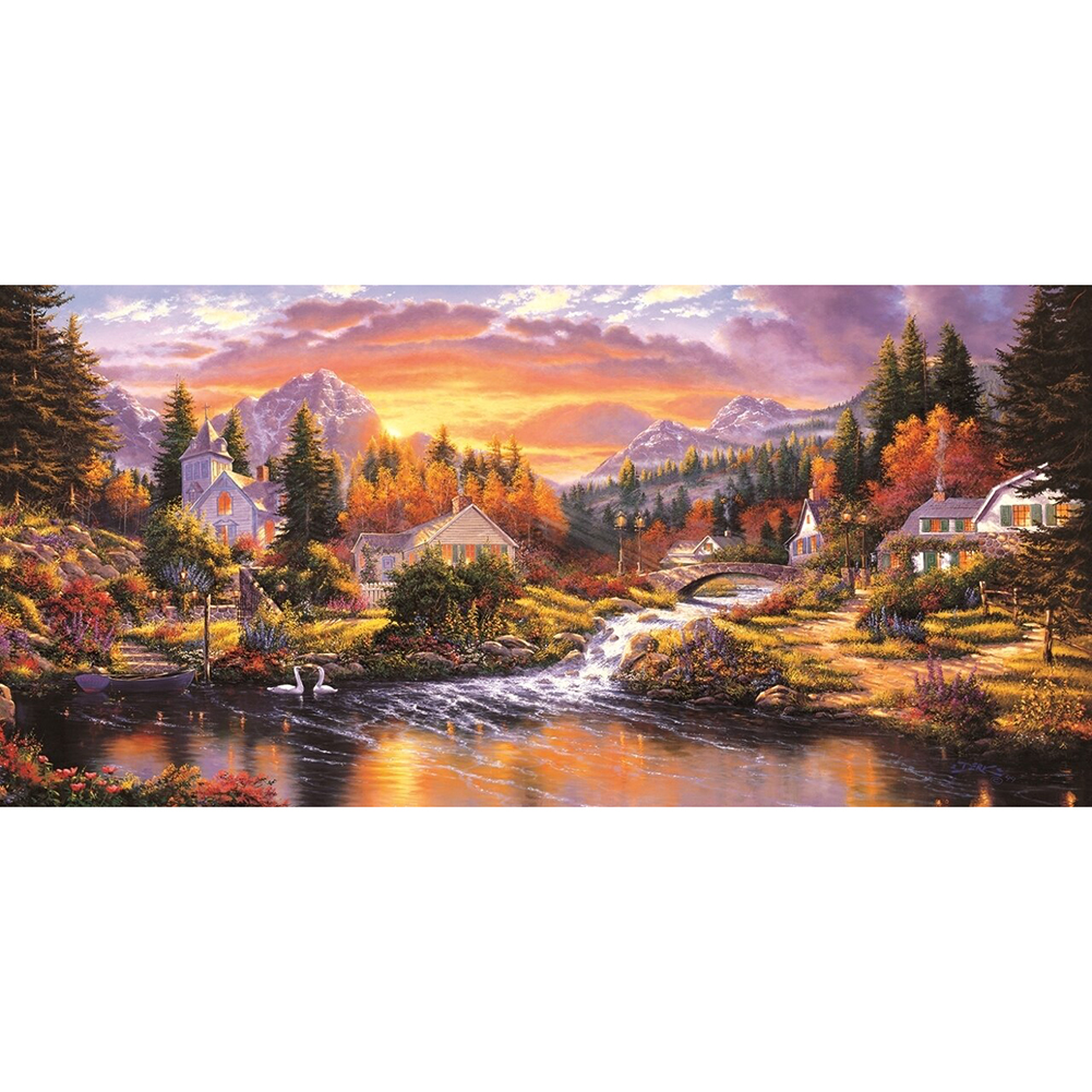 

Village House - Round Drill Diamond Painting - 80*40CM (Big Size), 501 Original
