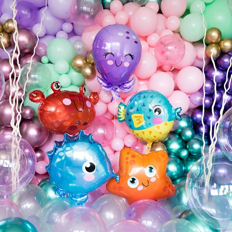 5Pcs Sea Horse Ocean World Animal Foil Balloons Under the Sea Party Kids Mermaid Birthday Party Decoration Baby Shower Supplies