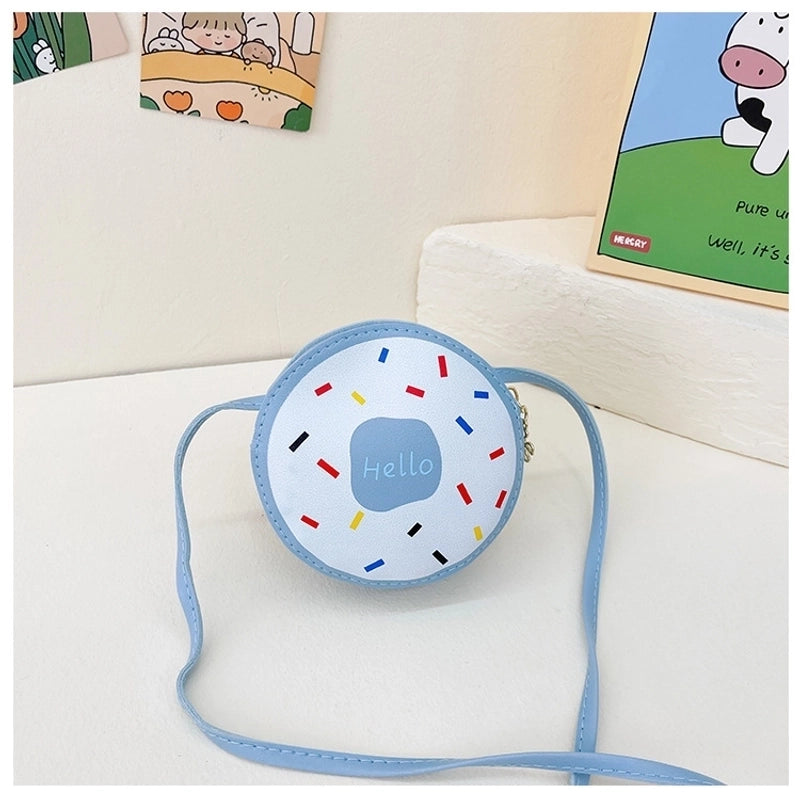 Girl’s Small Pu Leather Donuts Cute Round Zipper Crossbody Bag
