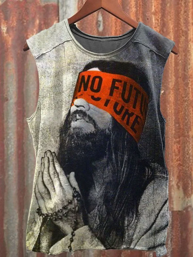 Unisex Retro Christ Faith Jesus Art Illustration Print Tank Top