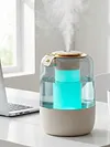 Air Humidifier Super Anti-Dry-Burning Quiet Silent Dual-Spray Humidifier W/ 7-Color Ambient Night Light Suitable for Room Office and Gym