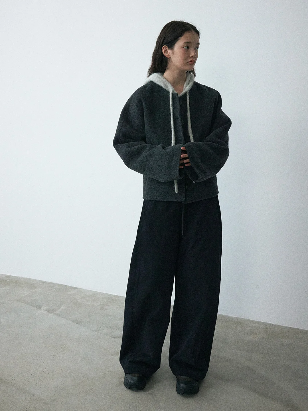 Toloer [Daihe] Winter New Casual High Waist Full Cotton Draw Rope Yeast Wash Arc Versatile Wide Leg Jeans H7719-Outfit Ideas