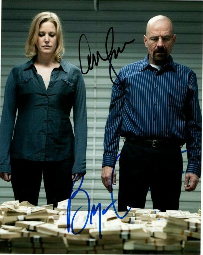 Anna gunn and bryan cranston signed breaking bad skyler & walter 8x10 Photo Poster painting