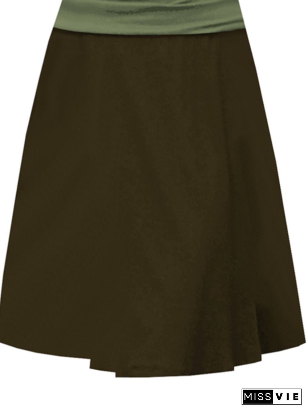 Long Sleeve Color-Block Crew Neck Casual Knitting Dress