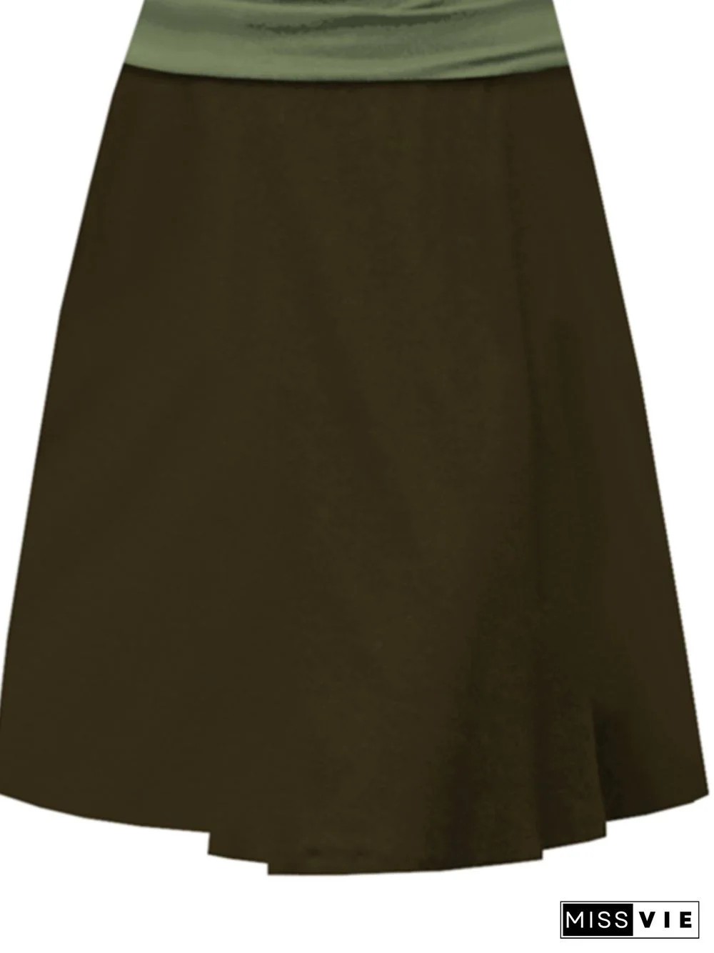 Long Sleeve Color-Block Crew Neck Casual Knitting Dress