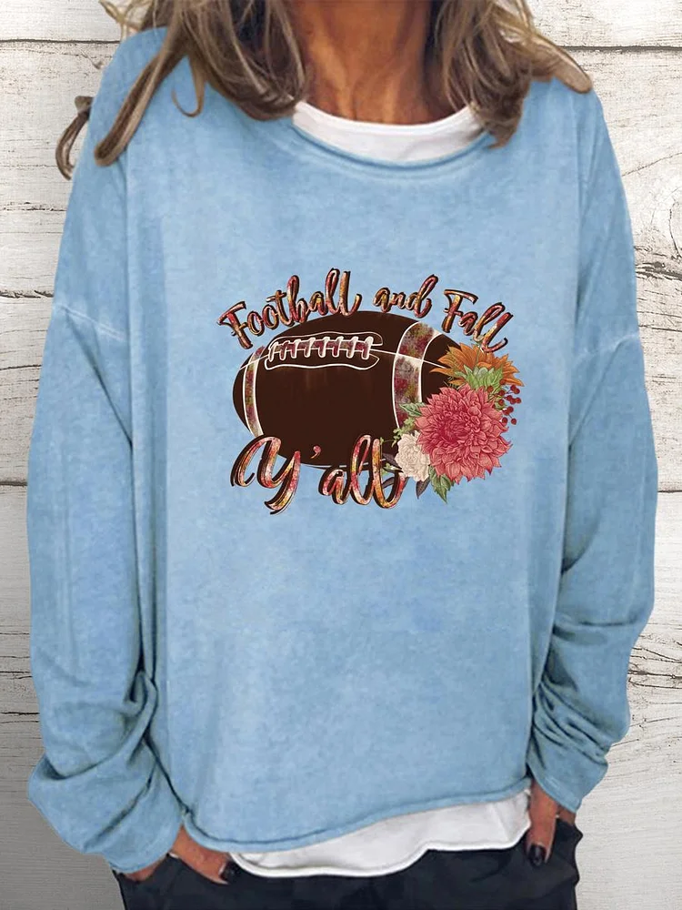 Football and Fall Women Loose Sweatshirt-Annaletters