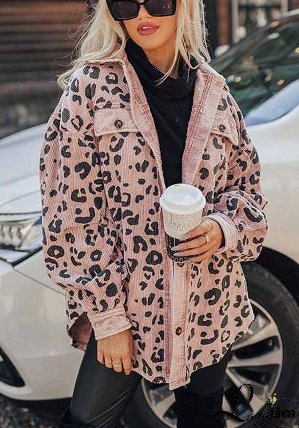 Women Fashion Casual Leopard Print Jacket