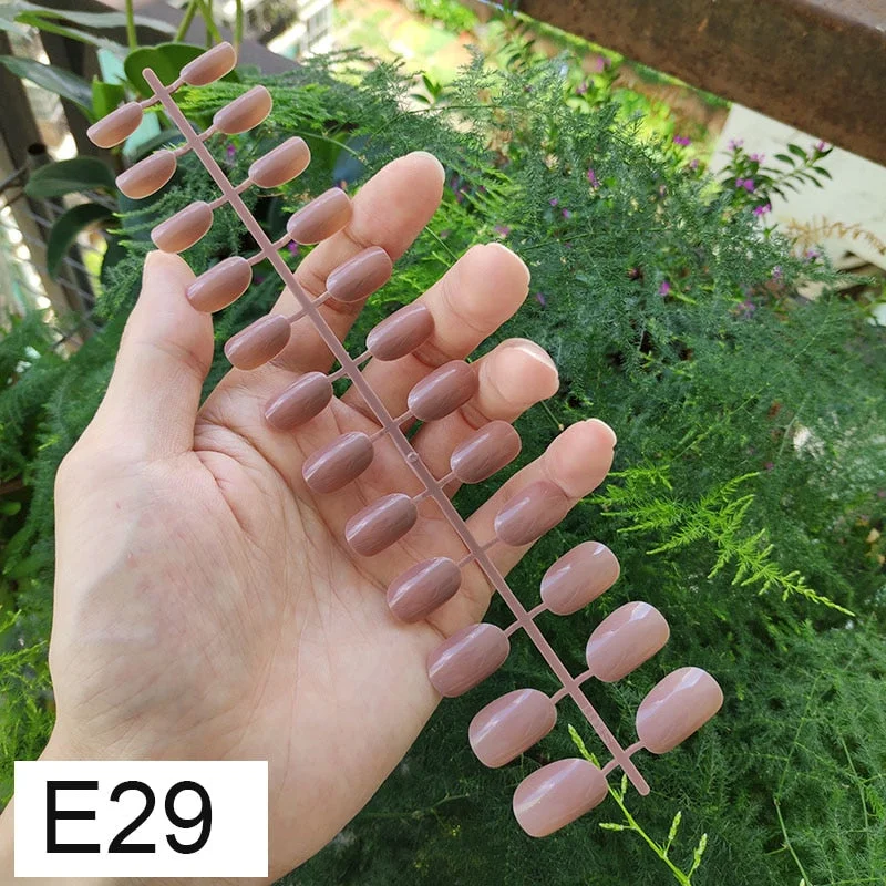 10 Sets Round Shape False Nail Tips In Same Color 24 Pieces/Set 10 Sizes Press on Fake Nails DIY Manicure Finger Nail Tips-Nail Inspo