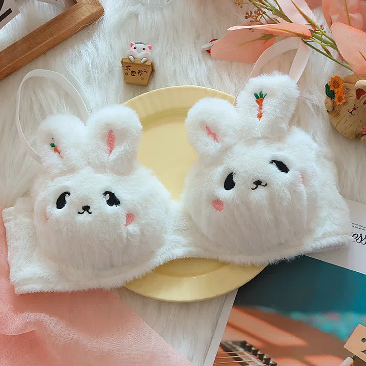 Kawaii Bunny Embroidery Plush Lingerie Set - Modakawa modakawa