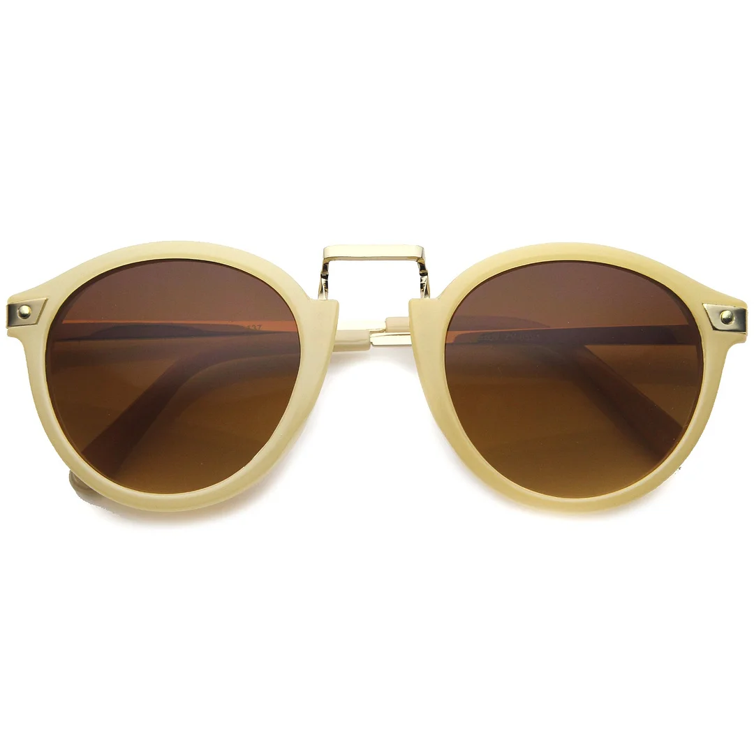 Retro Horn Rimmed Metal Nose Bridge P3 Round glasses 50mm