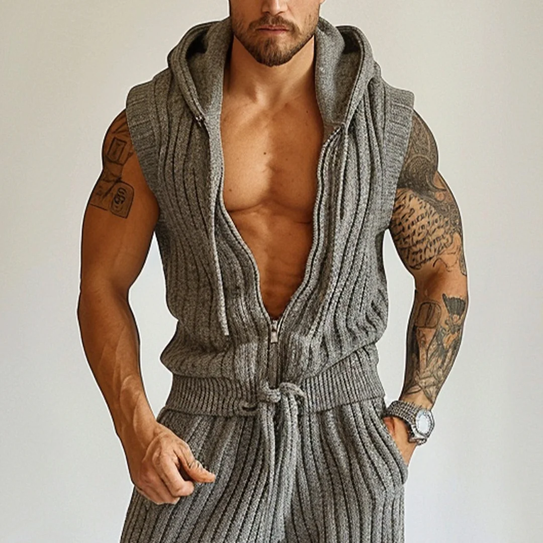 Casual Knitted Sleeveless Suit-inspireuse