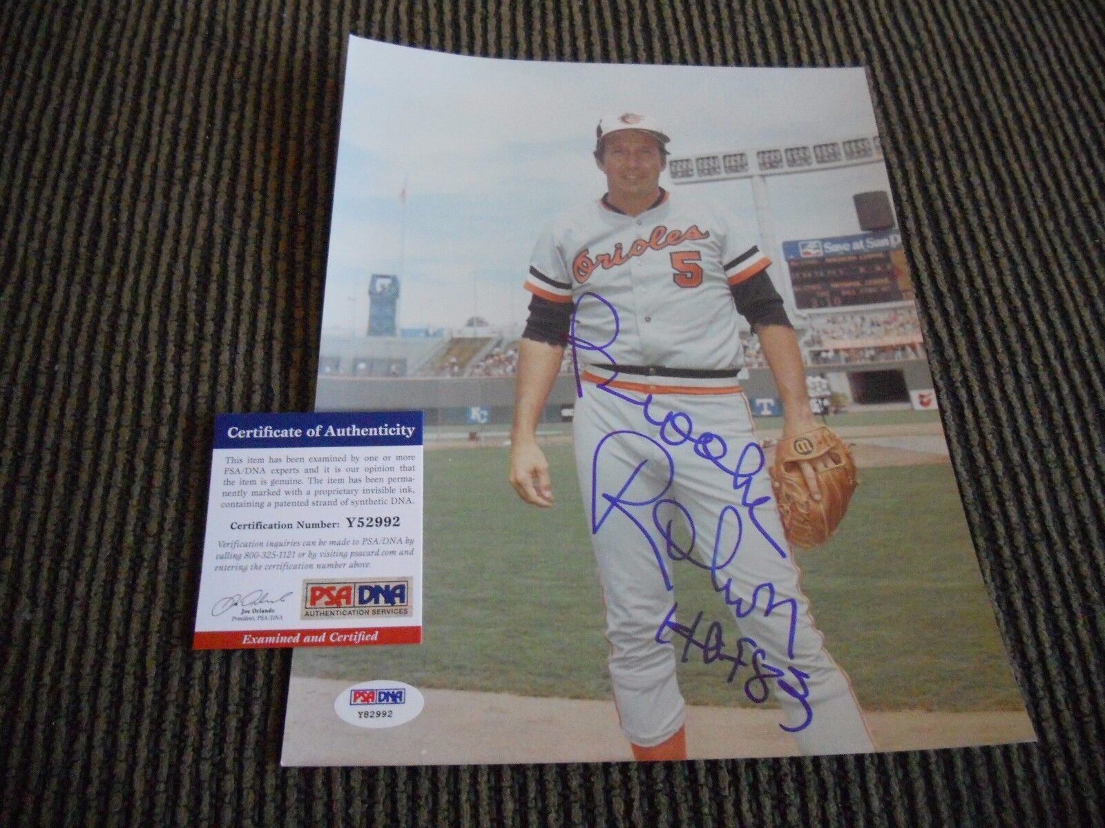 Brooks Robinson Orioles Baseball HOF Signed Autographed 8x10 Photo Poster painting PSA Certified