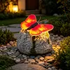 Solar Butterfly Garden Statue Waterproof Imitation Stone Landscape Light for Outdoor Yard Patio Decor for Women Mom Grandma