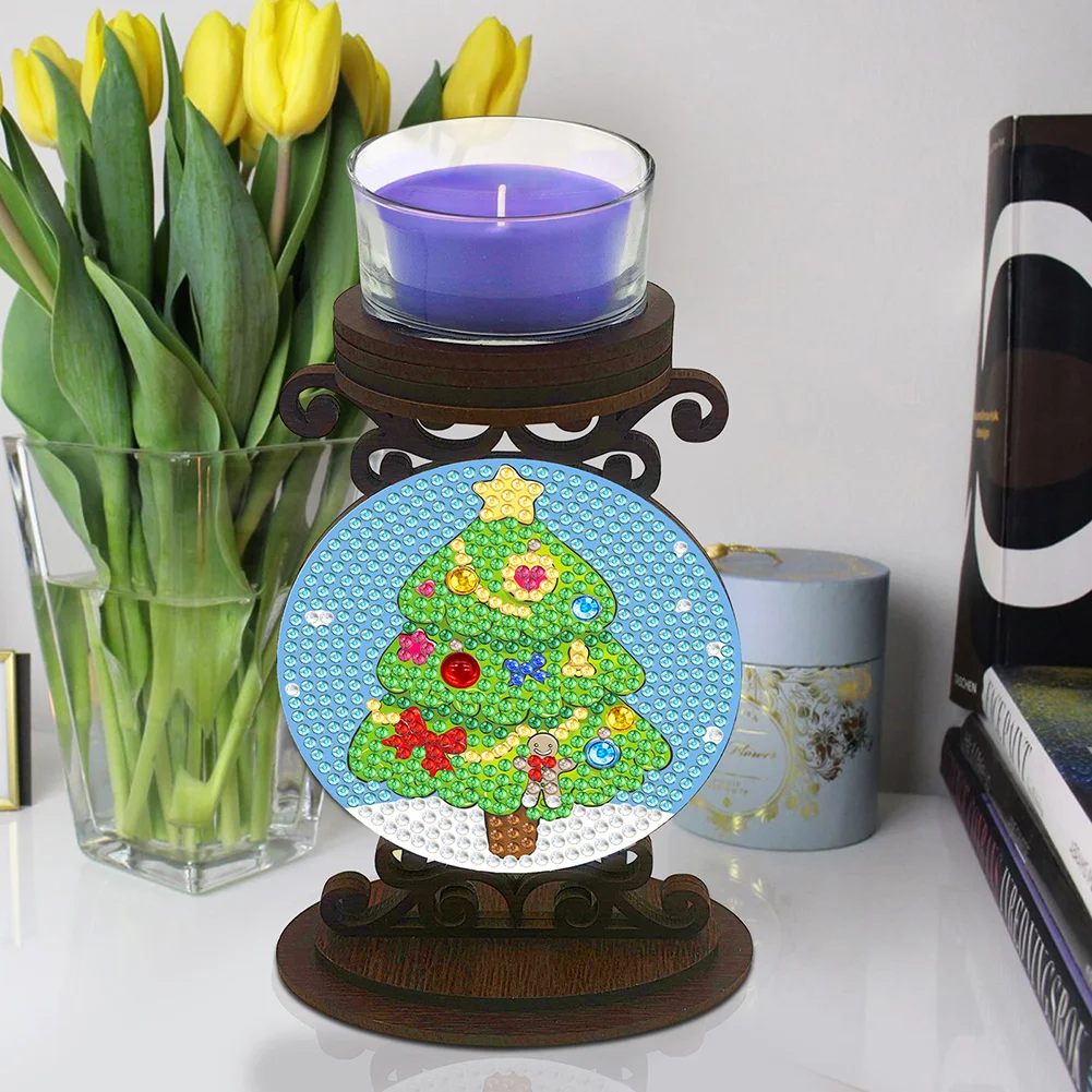 DIY Christmas Tree Diamond Painting Candle Holder Ornaments Aromatherapy Candle Holder