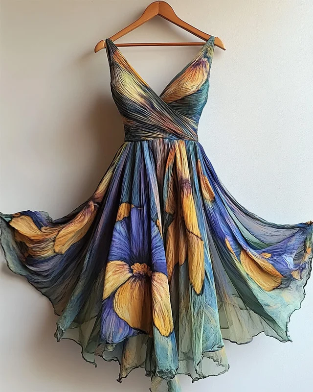 Handmade oil painting print dress f63d