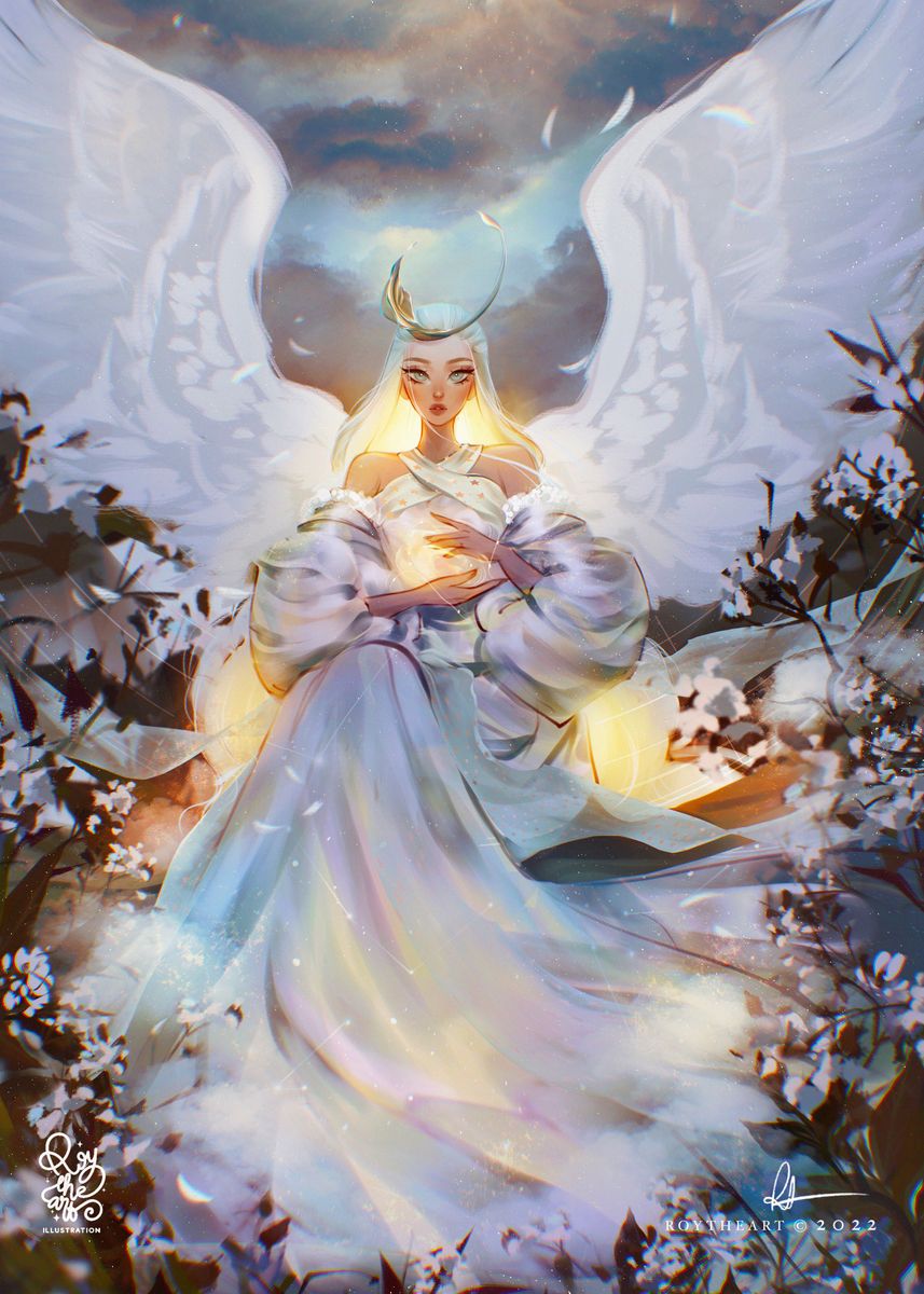 Angel Picture By Roy The Art Posters Angel of Wisdom Canvas Painting Prints Modern Wall Art Picture for Kidroom Girl Room Decor