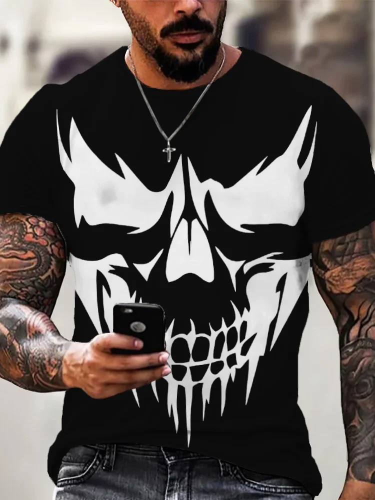 BrosWear Men's Skull Face Short Sleeve Comfy T Shirt