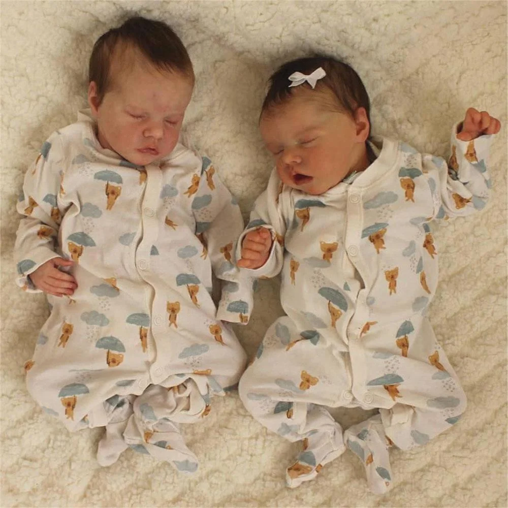 [Sleeping Reborn Twins] 12'' Real Lifelike Truly Newborn Twins Babies Boy and Girl Silicone Dolls Verya and Sater -Creativegiftss® - [product_tag] RSAJ-Creativegiftss®