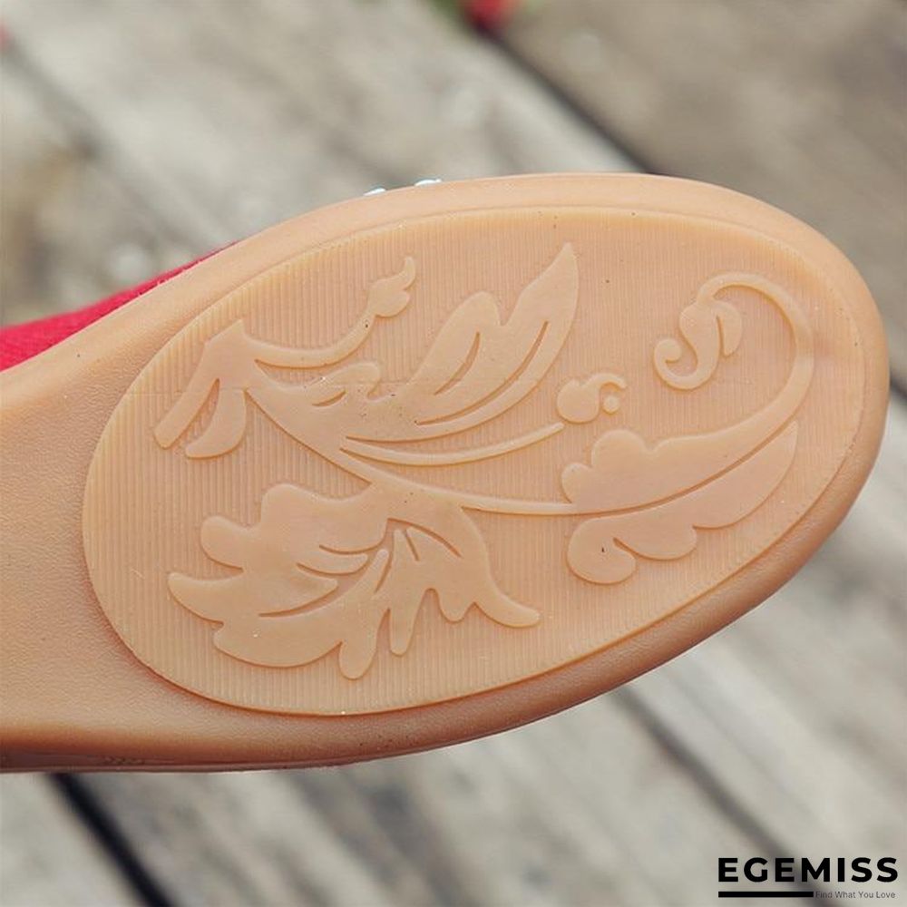 3D Flowers Women Linen Slip On Ballet Flats Breathable Fabric Shoes | EGEMISS