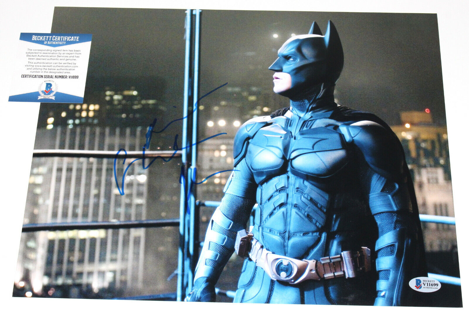 CHRISTIAN BALE SIGNED BATMAN 'THE DARK KNIGHT' 11x14 MOVIE Photo Poster painting BECKETT COA BAS