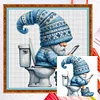 (Small Size)Gnome Going To The Toilet - 18CT Counted Cross Stitch - 25*25cm