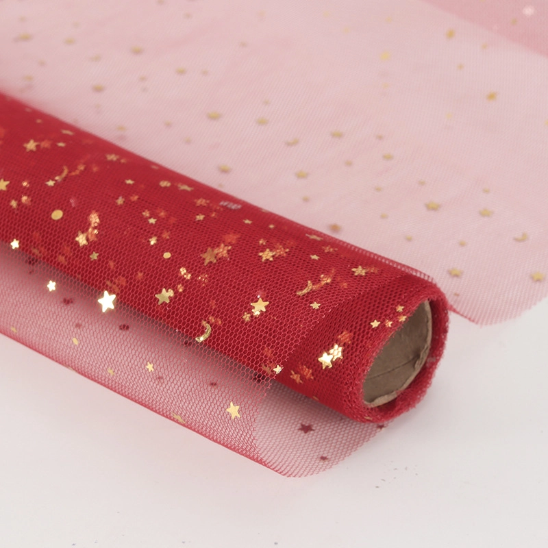 Hot Stamping Star Moon Gauze Flower Packaging Materials Florist Supplies Valentine’s Day Floral Bouquet Packaging Mesh