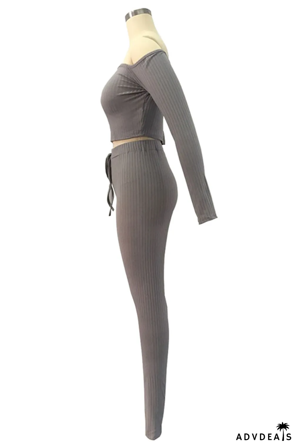 White Sportswear Solid Split Joint Bateau Neck Long Sleeve Two Pieces