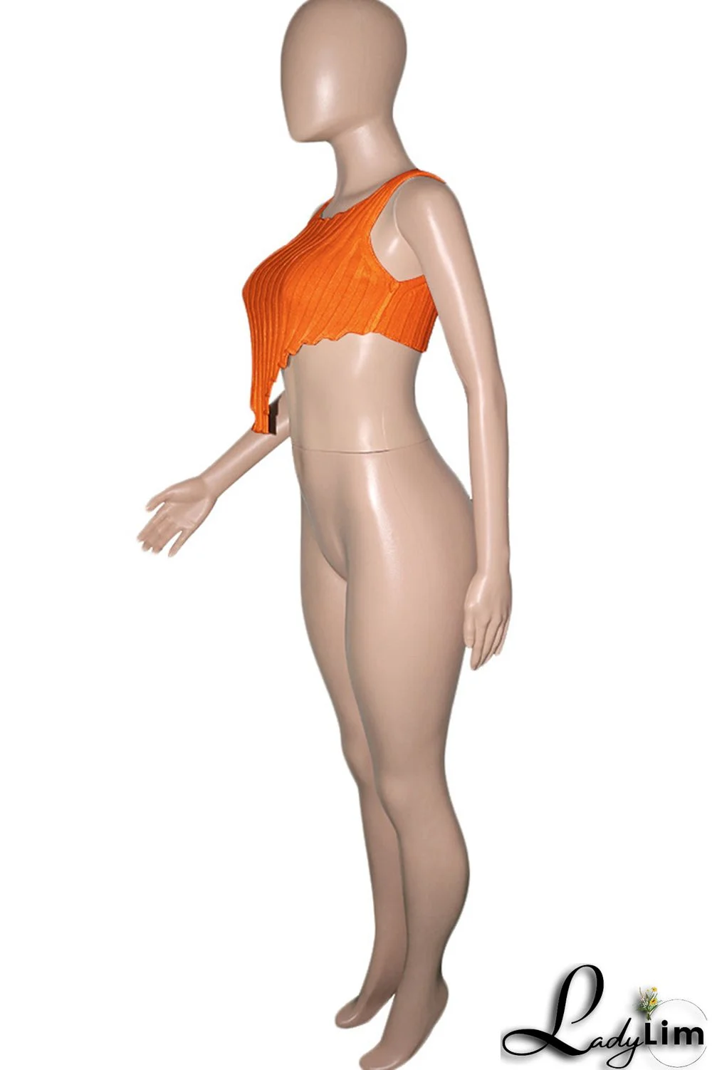 Orange Fashion Casual Solid Asymmetrical O Neck Tops