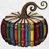 Books Pumpkin Full 18CT DIY Stamped Needlework Embroidery Kit 15.75x15.75inch Embroidery Needlepoint Starter Kits Cross Stitch Art and Crafts Kits for Beginners Adults Home Decor (18CTAFF-2098__C__40X