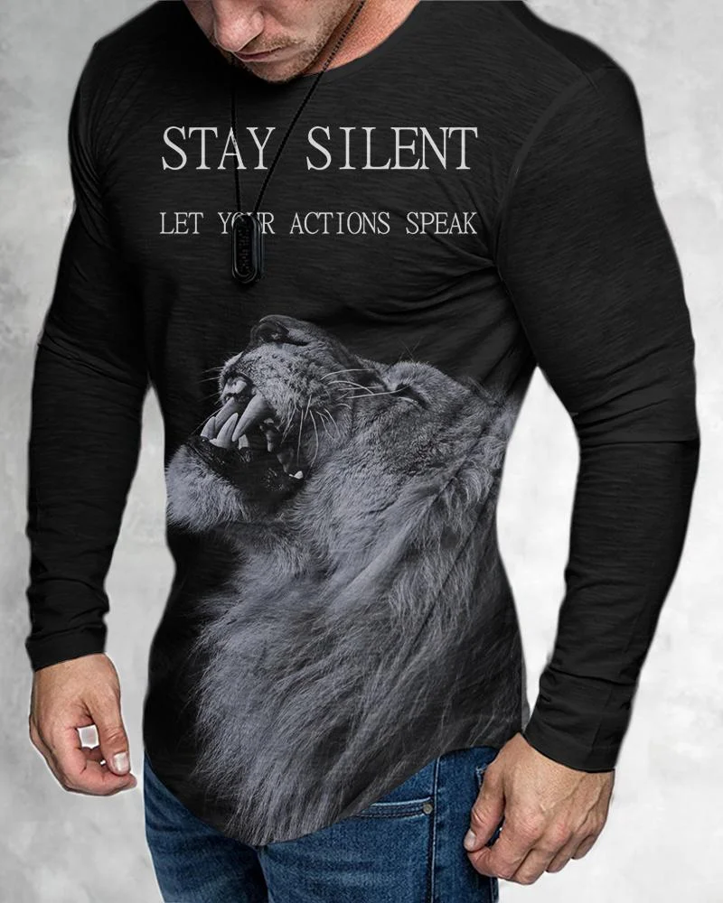 men's casual animal print long sleeves