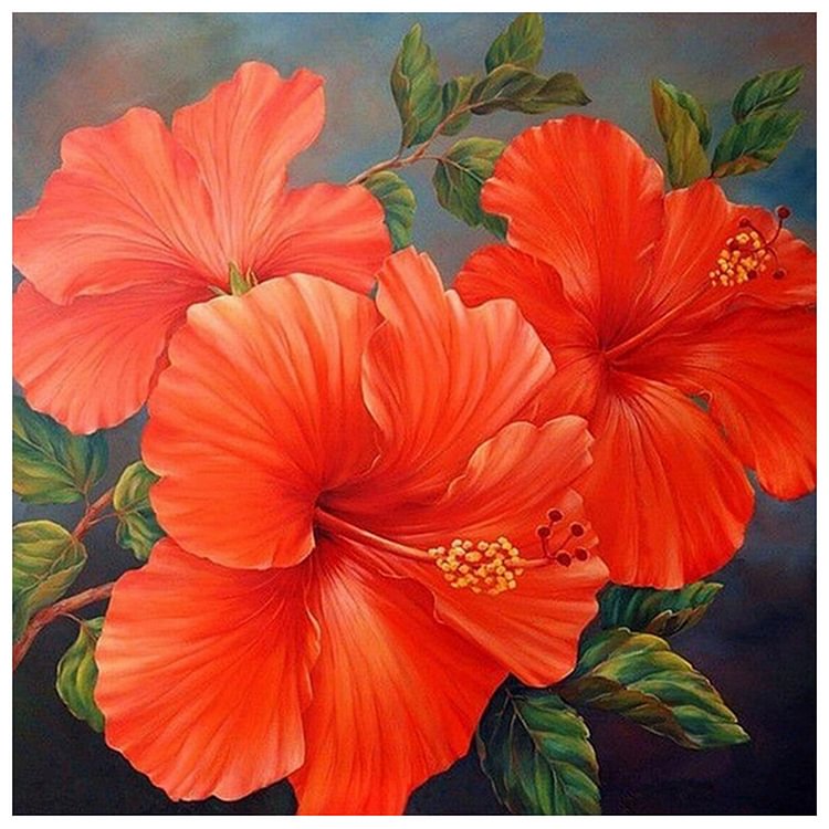 Red Flowers  Special Shape Full Diamond Painting 30*30CM