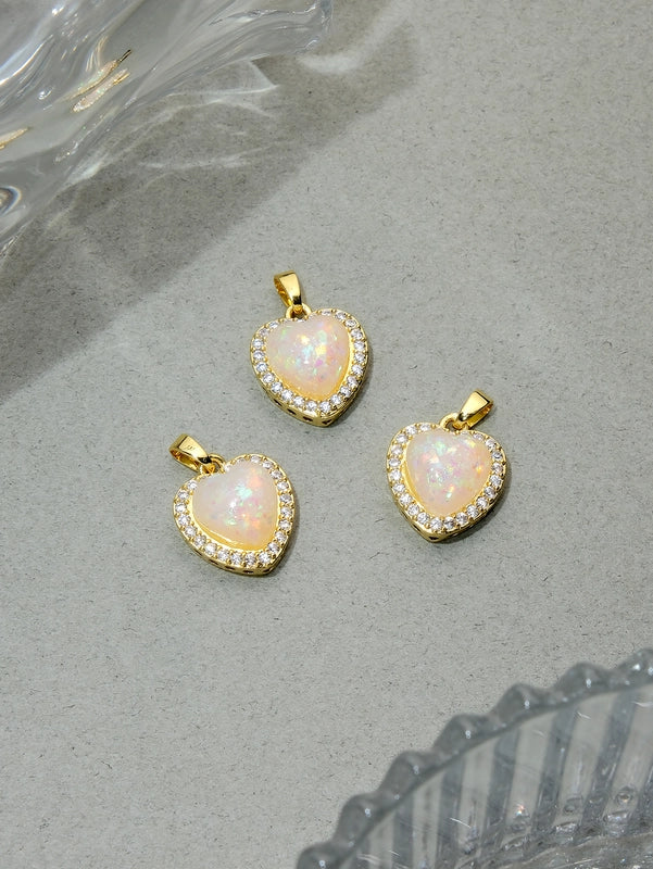 1 PCS/Package Synthetic Resin Copper Resin Zircon 18K Gold Plated Heart Shape Jewelry Accessories Pendant