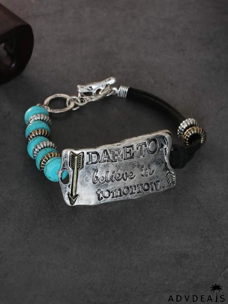Letter Detail Geometric Decor Bracelet