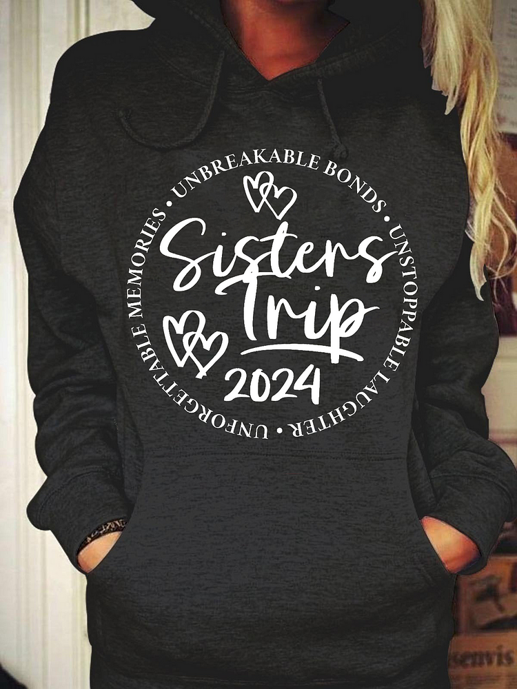 Sisters Trip 2024 Hooded Pocket Sweatshirt socialshop