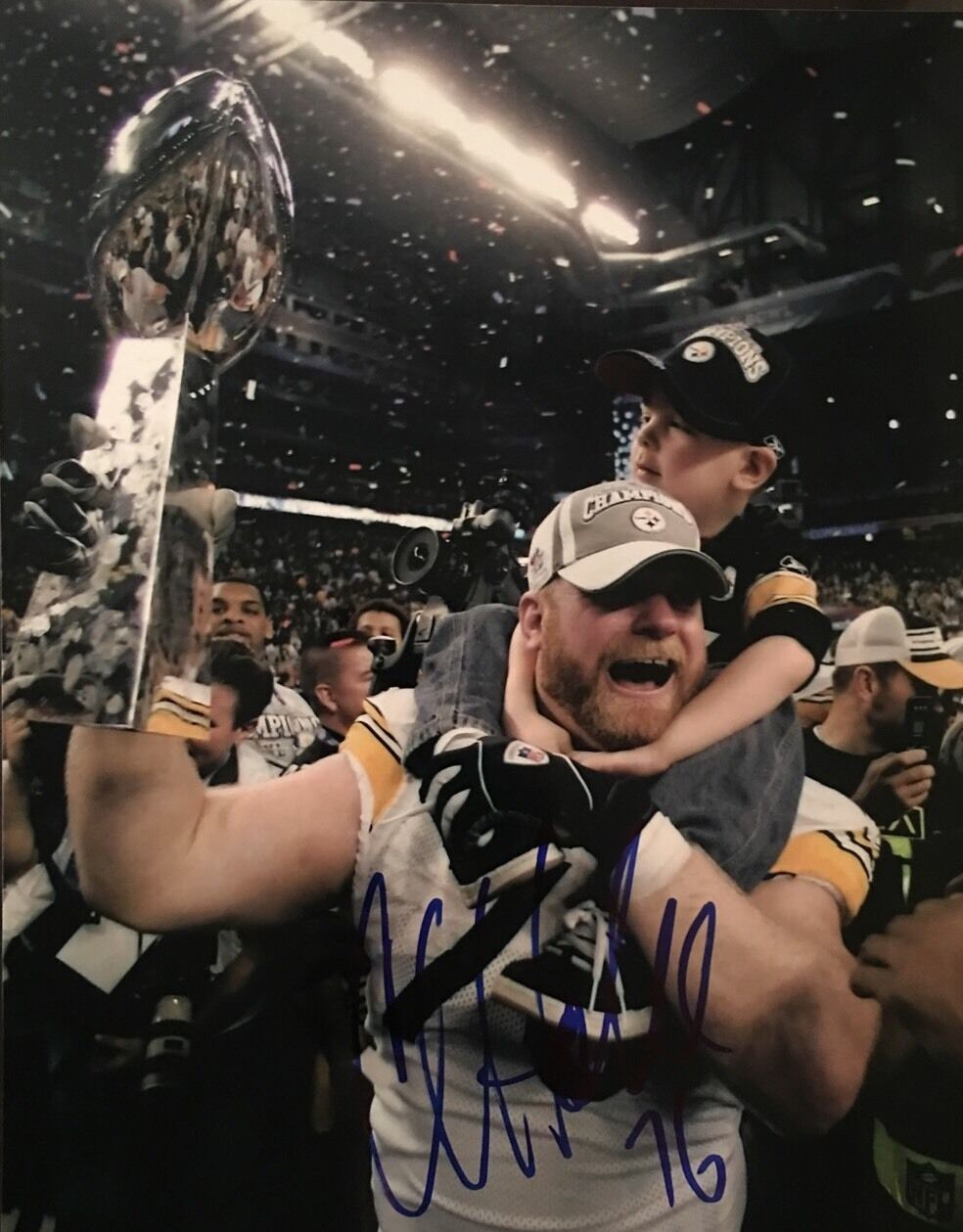 Chris Hoke PITTSBURGH STEELERS Hand Signed Glossy 8x10 Photo Poster painting Autograph SB Champs