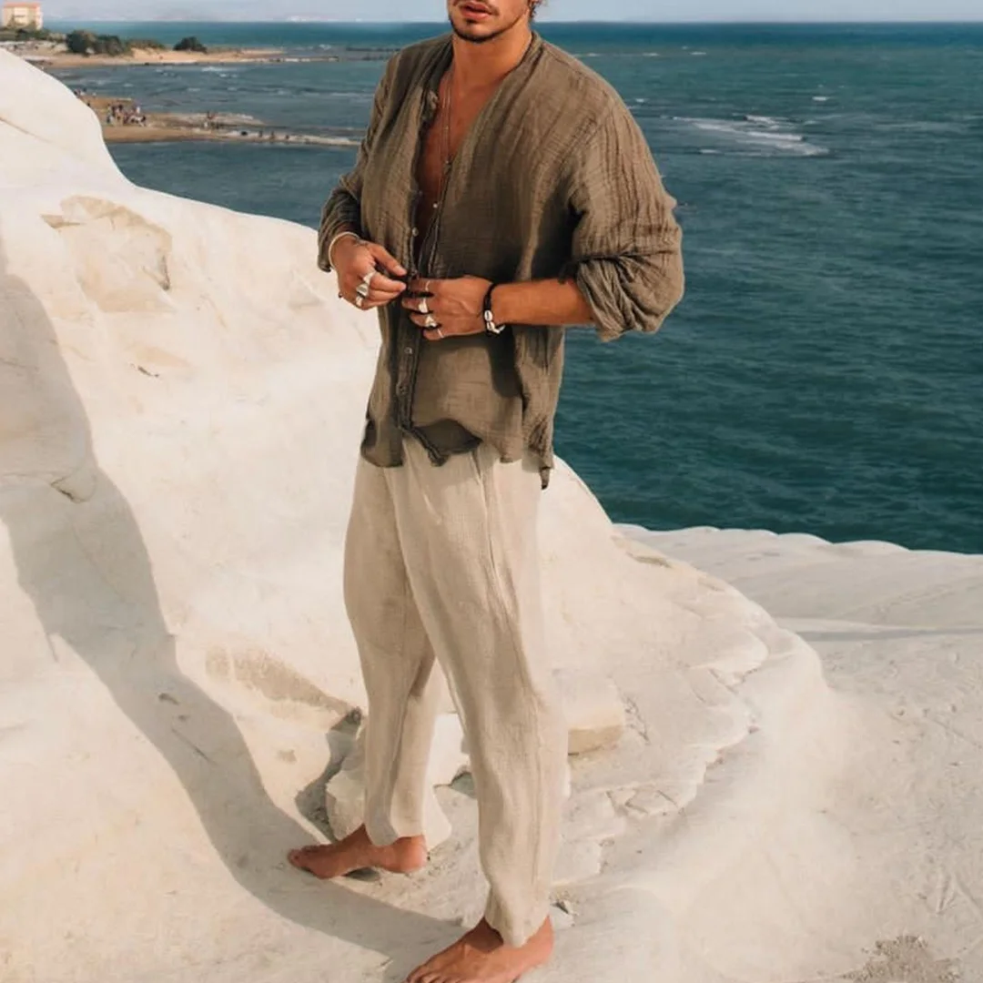 Men's Linen Simple Shirt-inspireuse