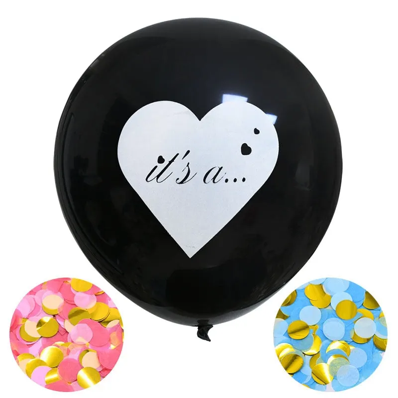 1Set 36 Giant Boy or Girl Black Latex Balloon Blue Pink Confetti Baby Shower Globos Gender Reveal Party Decoration Supplies